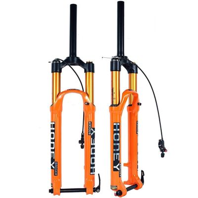 Mountain Bike Air Suspension Fork 27.5 29 Inch AM E-Bike Mountain Front Forks Straight Tube 28.6mm Travel 140mm Thru Axle 100 * 15 Rebound Adjustment Disc Brake ( Color : Orange remote , Size : 29inch