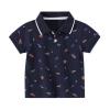 Little Boys Short Sleeve Plo Shirt Kids Summer Cartoon Print Tee School niform Comfortable (Navy-A, 5-6 Years) view 1