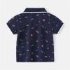 Little Boys Short Sleeve Plo Shirt Kids Summer Cartoon Print Tee School niform Comfortable (Navy-A, 5-6 Years) view 2