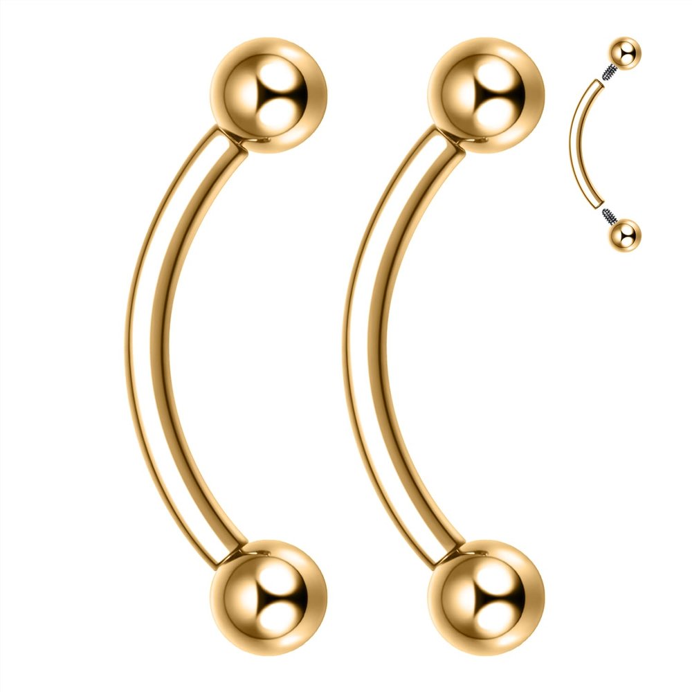 GAGABODY Gold Eyebrow Jewelry Navel Ring Cartilage Piercing Jewelry 16G 8mm