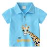 Little Toddler Boys' Short Sleeve Cartoon Prints Plo Shirt Cute Summer Tee Tops for Kids (Sky Blue #1, 2-3 Years) view 1