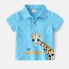 Little Toddler Boys' Short Sleeve Cartoon Prints Plo Shirt Cute Summer Tee Tops for Kids (Sky Blue #1, 2-3 Years) view 2