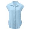 Summer Tops for Women 2026 Trendy Cotton Linen Button Down Shirts Dressy Cap Sleeve Collared Business Casual Blouses Summer Blouses for Women 2026 Trendy Light Blue 2X view 4