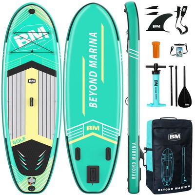 BEYOND MARINA Inflatable Stand Up Paddle Board, 10'6" SUP Paddleboard for Adult, Premium Accessories | Non-Slip 5MM EVA Deck & Foam Handles, Camera Mount, Double Action Pump, 85L Travel Backpack