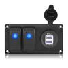 12-24V Rocker Switch Panel, 2 Gang Switch Panel Car Switch Panel with 3.1A Dual USB Port for Car RV Marine Boat view 1