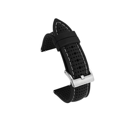 18mm 20mm 22mm 24mm Silicone Sport Strap Waterproof Rubber Men Replacement Band for Samsung S3 for Huawei Watch GT2 46mm for Amazfit GTR (Color : Black white silver, Size : 20mm)