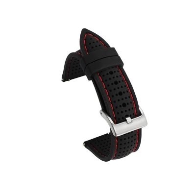 18mm 20mm 22mm 24mm Silicone Sport Strap Waterproof Rubber Men Replacement Band for Samsung S3 for Huawei Watch GT2 46mm for Amazfit GTR (Color : Black red silver, Size : 22mm)
