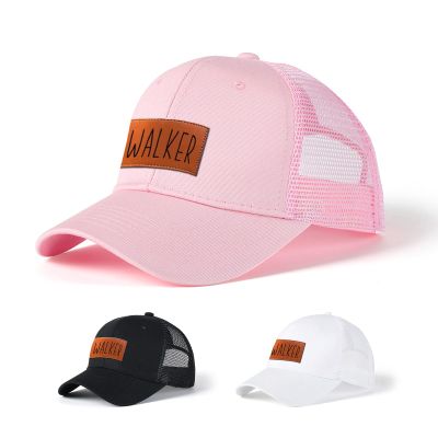 Rucekia Personalized Toddler Baby Mesh Cap: Custom Name Baseball Cap with Adjustable Snapback, Personalized Gift Sun Protection Trucker Hat for Infants Kids Adults (Pink)