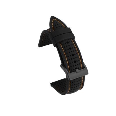 18mm 20mm 22mm 24mm Silicone Sport Strap Waterproof Rubber Men Replacement Band for Samsung S3 for Huawei Watch GT2 46mm for Amazfit GTR (Color : Black orange black, Size : 24mm)