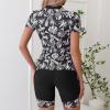 2025 Women's Two Piece Short Sleeve Rash Guard Zipper Swimsuit Athletic Swimwear UV Sun Protection Swim Shirt UPF 50+ Black view 4