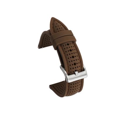 18mm 20mm 22mm 24mm Silicone Sport Strap Waterproof Rubber Men Replacement Band for Samsung S3 for Huawei Watch GT2 46mm for Amazfit GTR (Color : Brown silver, Size : 24mm)