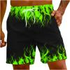 NineFit Basics Teacher Prime of Day Men's Bathing Suits Trunks Fashion 3D Flame Print Drawstring Swimming Trunk with Pockets Loose Fit Beach Board Shorts Men's Sexy Underwear Lingerie Green M view 1