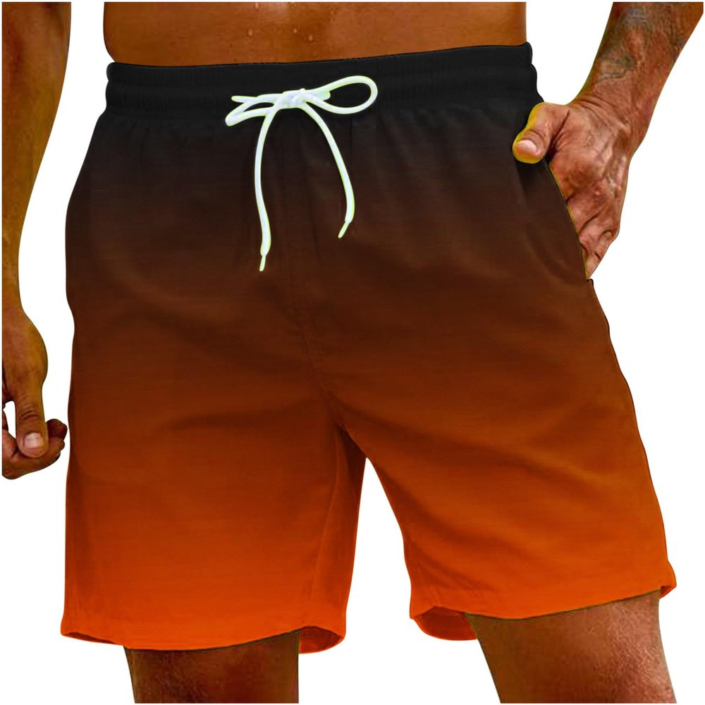 amazon outlet clearance of sales today Mens Swimsuit 6 Inch Inseam Bathing Suit Elastic Waist Drawstring Board Shorts Quick Dry Beach Swimming Trunks Pocket bathing suit Orange M