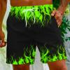 sales today clearance prime only Men's Bathing Suits Trunks Fashion 3D Flame Print Drawstring Swimming Trunk With Pockets Loose Fit Beach Board Shorts swim shorts Green 5X view 2