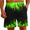 sales today clearance prime only Men's Bathing Suits Trunks Fashion 3D Flame Print Drawstring Swimming Trunk With Pockets Loose Fit Beach Board Shorts swim shorts Green 5X view 3