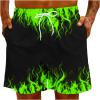 sales today clearance prime only Men's Bathing Suits Trunks Fashion 3D Flame Print Drawstring Swimming Trunk With Pockets Loose Fit Beach Board Shorts swim shorts Green 5X view 4