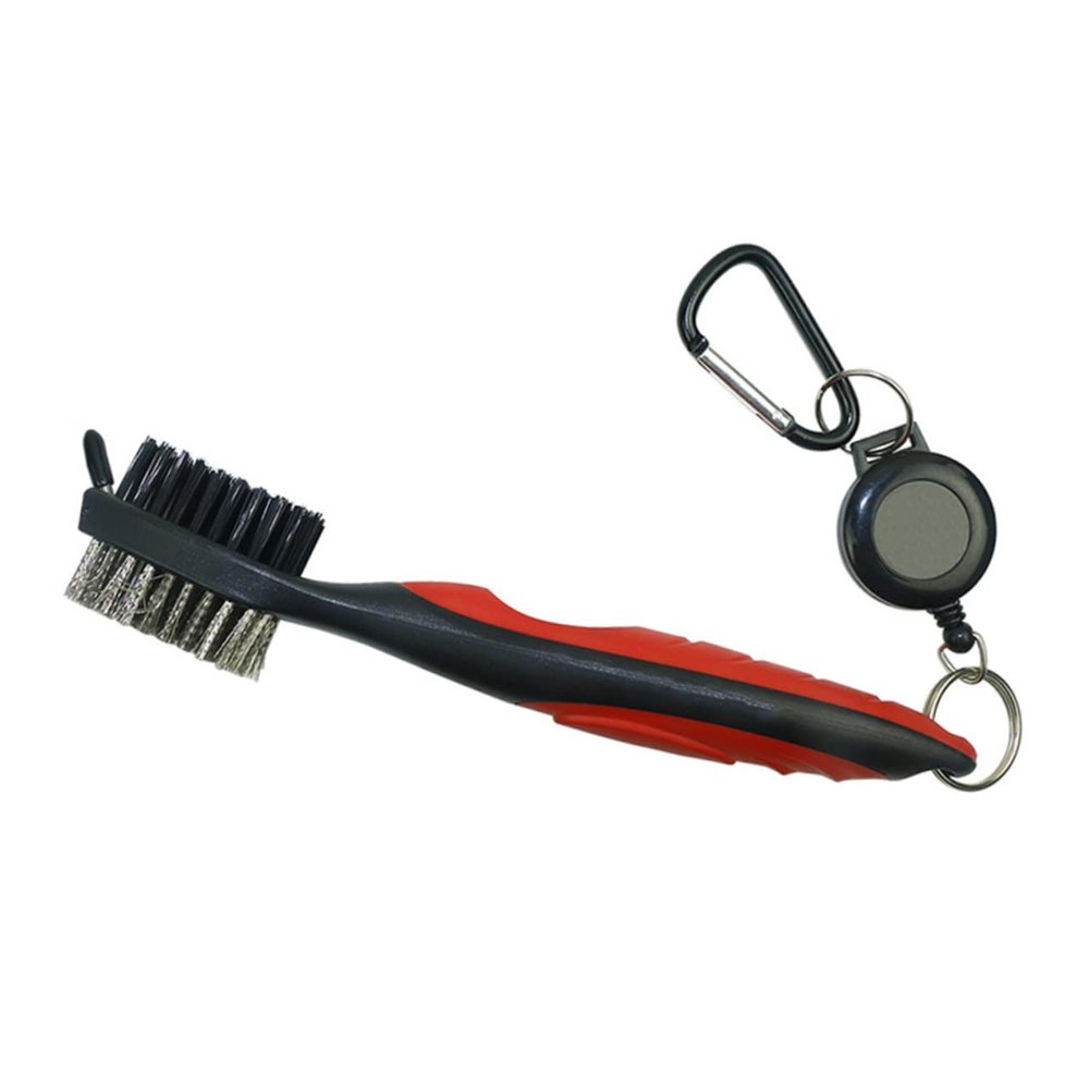 BESPORTBLE Double-Sided Golf Club Cleaner Brush Durable Anti-Corrosion Tool for Clubs and Spikes Lightweight and Portable Golf Cleaning Accessory Black Red
