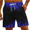Amazon of Men's Bathing Suits Trunks Fashion 3D Flame Print Drawstring Swimming Trunk with Pockets Loose Fit Beach Board Shorts Mens Swim Trunks 5 inch Blue 4X view 1