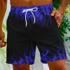 Amazon of Men's Bathing Suits Trunks Fashion 3D Flame Print Drawstring Swimming Trunk with Pockets Loose Fit Beach Board Shorts Mens Swim Trunks 5 inch Blue 4X view 2