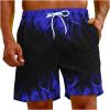 Amazon of Men's Bathing Suits Trunks Fashion 3D Flame Print Drawstring Swimming Trunk with Pockets Loose Fit Beach Board Shorts Mens Swim Trunks 5 inch Blue 4X view 3