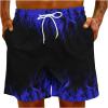 Amazon of Men's Bathing Suits Trunks Fashion 3D Flame Print Drawstring Swimming Trunk with Pockets Loose Fit Beach Board Shorts Mens Swim Trunks 5 inch Blue 4X view 4