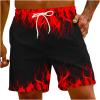 Generic Prime of Day Deals Today 2024 Men's Bathing Suits Trunks Fashion 3D Flame Print Drawstring Swimming Trunk with Pockets Loose Fit Beach Board Shorts Mens Bathing Suit 5 inch Inseam Red 5X view 1