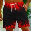 Generic Prime of Day Deals Today 2024 Men's Bathing Suits Trunks Fashion 3D Flame Print Drawstring Swimming Trunk with Pockets Loose Fit Beach Board Shorts Mens Bathing Suit 5 inch Inseam Red 5X view 2