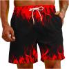 Generic Prime of Day Deals Today 2024 Men's Bathing Suits Trunks Fashion 3D Flame Print Drawstring Swimming Trunk with Pockets Loose Fit Beach Board Shorts Mens Bathing Suit 5 inch Inseam Red 5X view 3