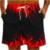 Generic Prime of Day Deals Today 2024 Men's Bathing Suits Trunks Fashion 3D Flame Print Drawstring Swimming Trunk with Pockets Loose Fit Beach Board Shorts Mens Bathing Suit 5 inch Inseam Red 5X view 4