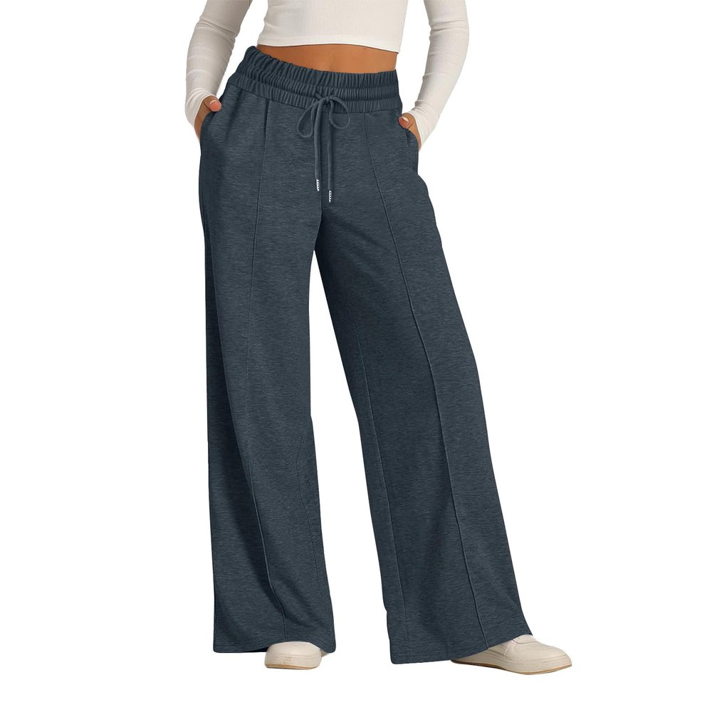 Baggy Sweatpants Women Wide Leg High Waisted Joggers with Pockets Lightweight Cozy Drawstring Sweat Pants Casual Hiking Pants Lounge Pants 2024 Summer Beach Pants Jogger Sweatpants Athletic Pants