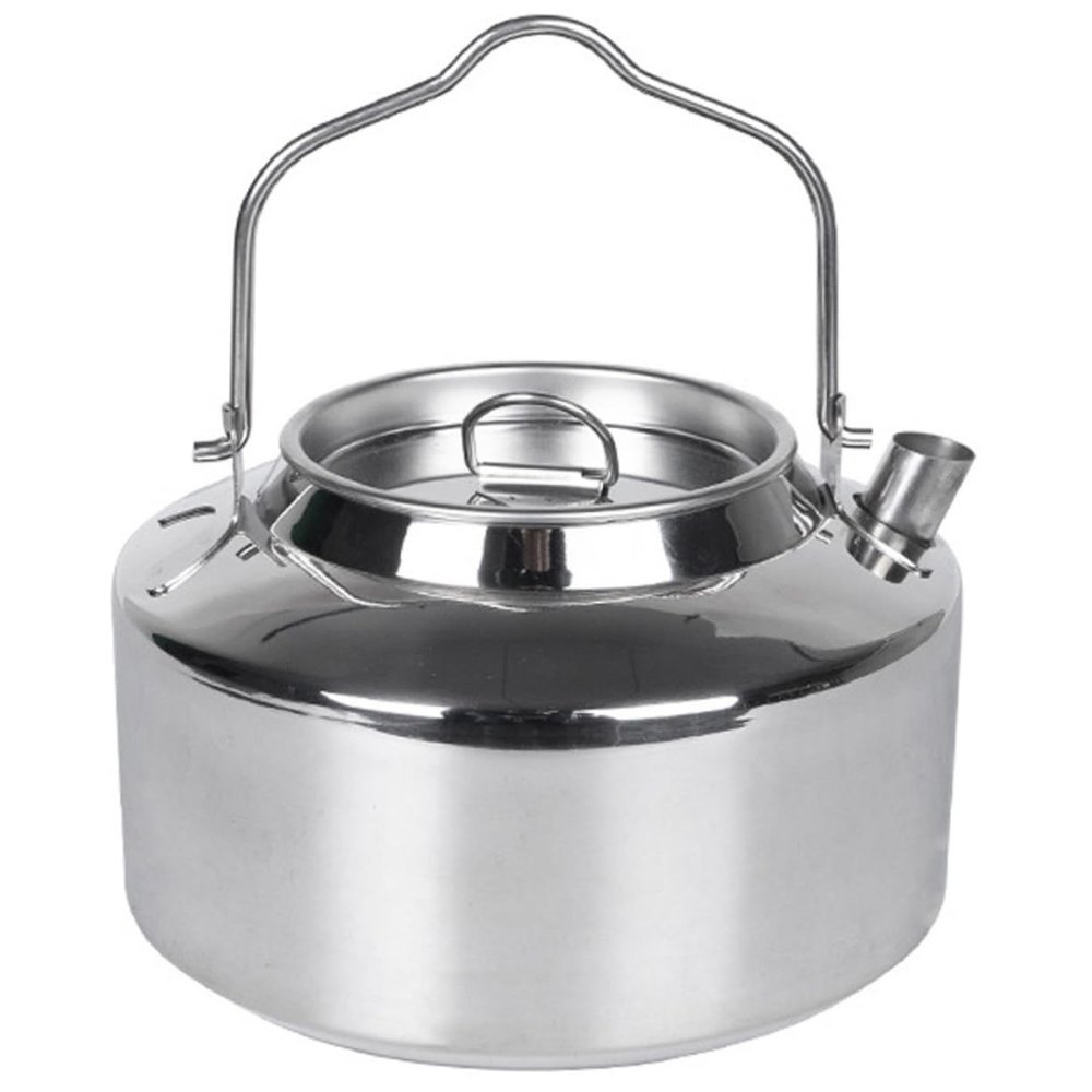 KOMBIUDA Stainless Steel Camping Kettle Portable Stovetop Pot Hot Water Kettle for Outdoor Cooking Campfire Tea Pot