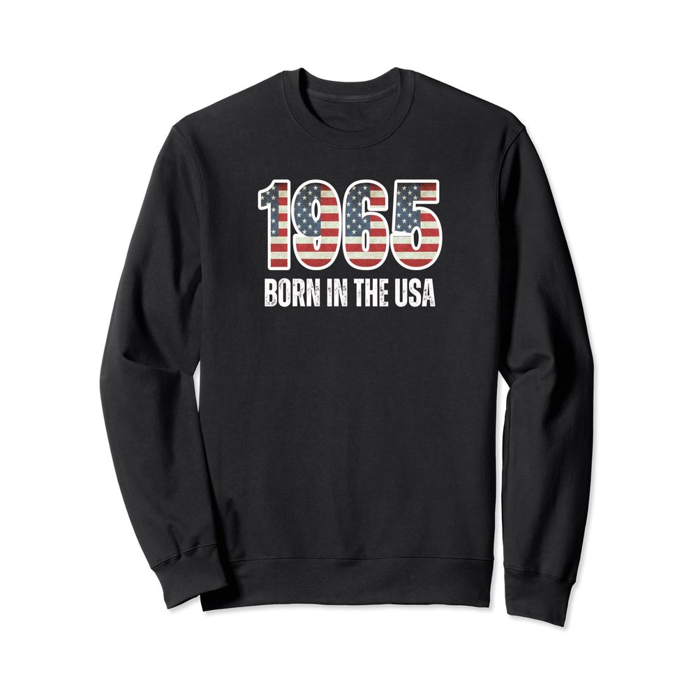 Vintage 1965 Born in the USA Birthday American Flag Men's Sweatshirt