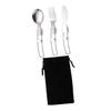 BIUDECO 1set Multi-functional Portable Camping Cutlery Stainless Steel Fork Spoon Black Bag Lightweight Reusable Utensils for Outdoor Dining Picnics and Travel view 1