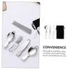 BIUDECO 1set Multi-functional Portable Camping Cutlery Stainless Steel Fork Spoon Black Bag Lightweight Reusable Utensils for Outdoor Dining Picnics and Travel view 2