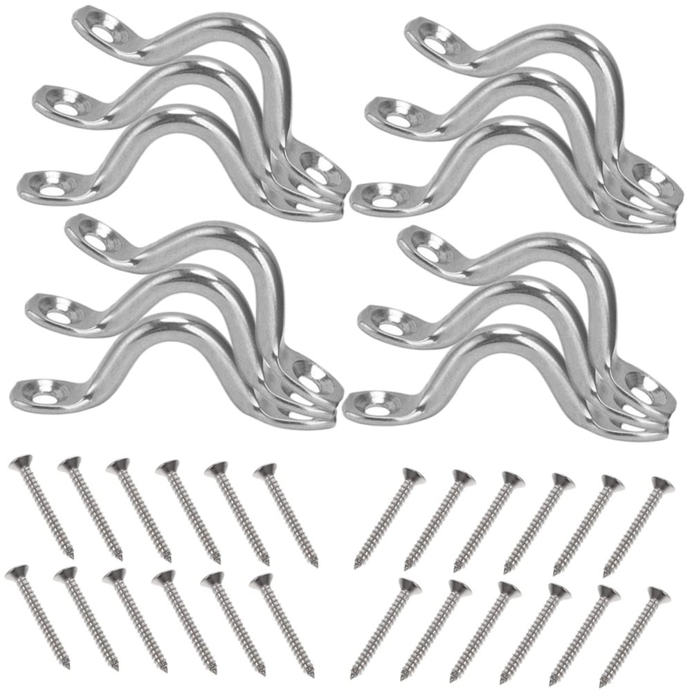 KICHOUSE Kayak Plugs 12pcs Set Boat Eye Loop Pontoon Kayak Plugs Marine Boat Eye Loop Stainless Steel Pad