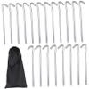 Parliky 20pcs Tent Camping Essentials Metal Tent Stakes Hexagonal Rods and Hooks Ground Stakes for Tarp Garden Pegs and Patio view 1