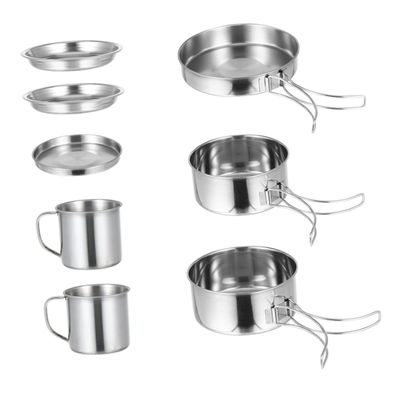 Parliky Camping Cookware Stainless Steel Pot Kit Barbecue Cooking Equipment Compact Picnic Cooking