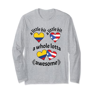 A Bit Colombian Puerto Rican Colombia Puerto Rico Hearts Long Sleeve T-Shirt