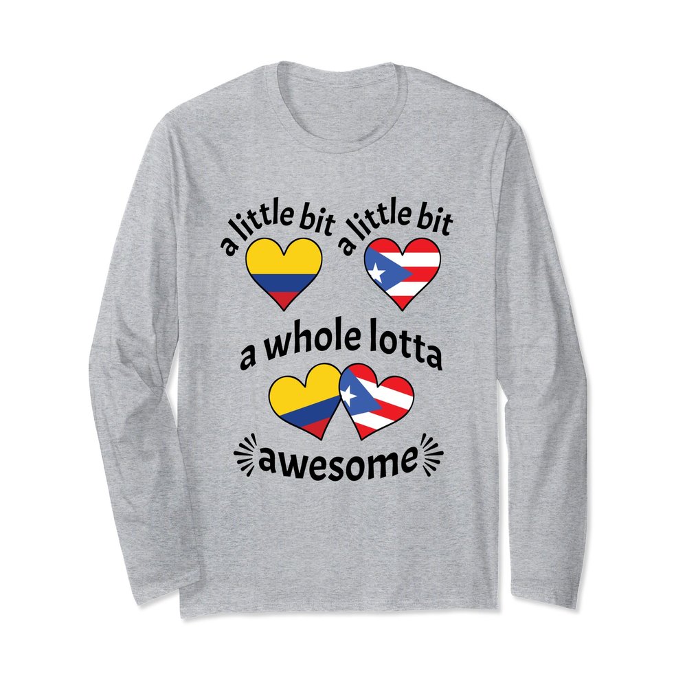 A Bit Colombian Puerto Rican Colombia Puerto Rico Hearts Long Sleeve T-Shirt