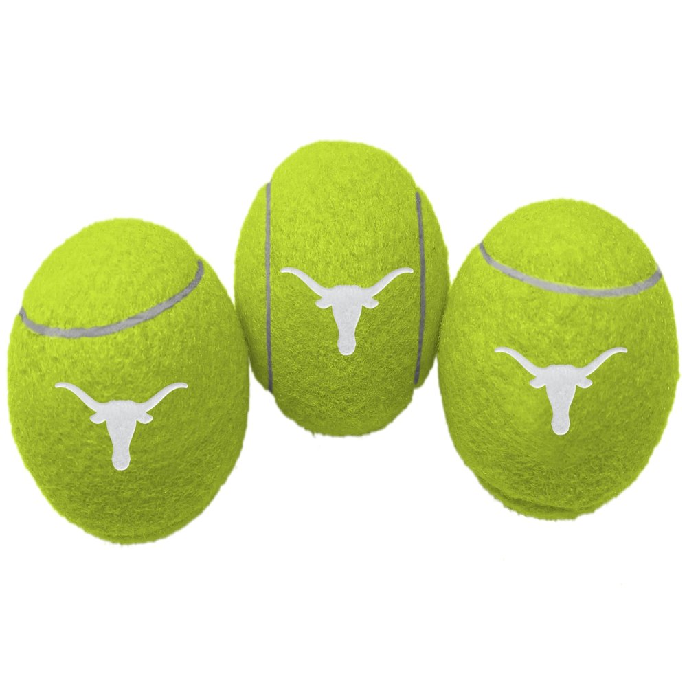 ShopInstaPets 3 Pack Tennis Balls | Officially Licensed | Great for Dogs & Tennis Players (Texas Longhorns)
