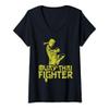 Womens Muay Thai Fighter Martial Thai Boxing MMA Men Women Kids V-Neck T-Shirt view 1