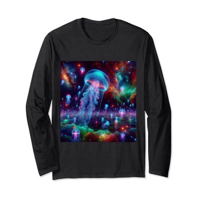 Alien Space Jellyfish Nebula Psychedelic Art Surreal Graphic Long Sleeve T-Shirt