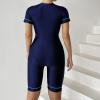 One Piece Swimsuits Women Boyleg Zipper Rash Guard Short Sleeves Sun Protection Surf Athletic Sport Bathing Suits view 3