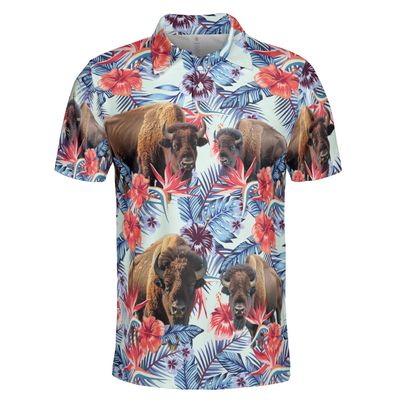 Bison Polo Golf Shirts for Men Women - 4 of July Polo Shirts Short Sleeve Mens Polo Shirts Dry Fit Serie 60 Size 3XL
