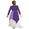 Miutii Worship Church Robe for Kids Girls Long Sleeve Liturgical Praise Dance Dress Metallic Color Block Dancewear Lavender 10 Years view 2