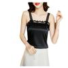 Hamthuit Women Black Lace Silk Crop Top Sling Vest Women's Loose Sleeveless Interior With Suit Tanks Backing Shirt Tops Black XL view 1