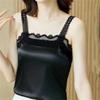 Hamthuit Women Black Lace Silk Crop Top Sling Vest Women's Loose Sleeveless Interior With Suit Tanks Backing Shirt Tops Black XL view 2