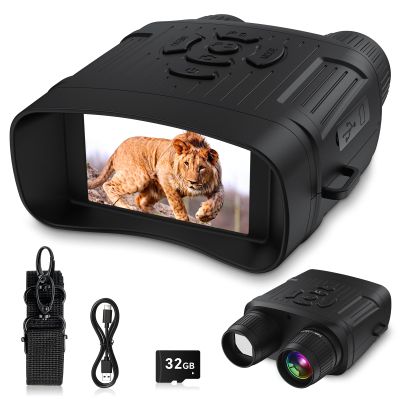 Night Vision Goggles, 4K Night Vision Binoculars for Adults, Rechargeable Digital Infrared 10X Digital Zoom with 3'' Large Screen, 32GB TF Card for Photos and Videos