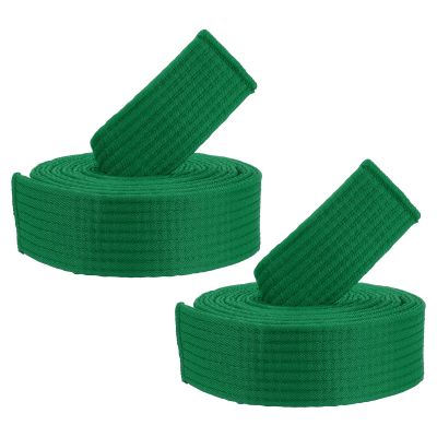 PATIKIL Taekwondo Colored Ranking Belts, 2 Pack 1.6" x6.6FT Polyester Martial Arts Colored Ranking Belt for Coach Teaching Practice, Green