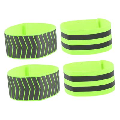 Anneome 4pcs Reflective Wrist Bands for Running Safety Straps Bright Reflective Tape for Night Safety Equipment